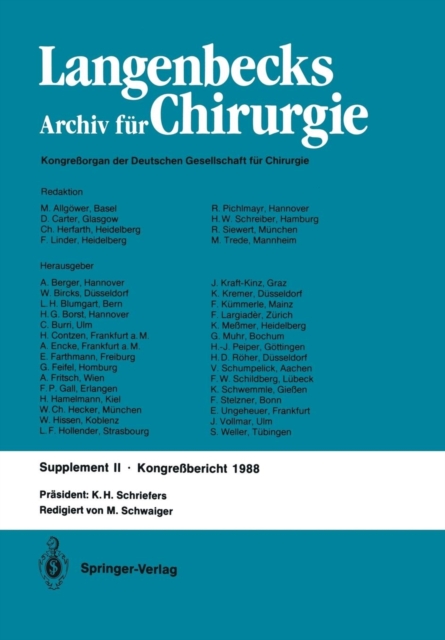 Verhandlungen der Deutschen Gesellschaft fur Chirurgie : 105. Tagung vom 6. bis 9. April 1988, Paperback / softback Book
