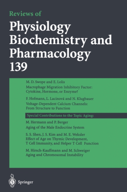 Reviews of Physiology, Biochemistry and Pharmacology 139, Hardback Book