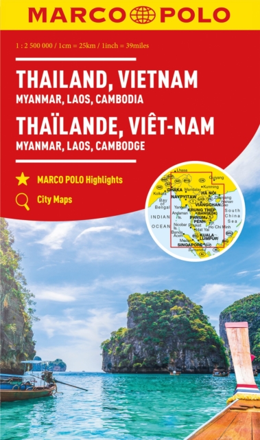 Thailand, Vietnam, Laos, Cambodia Marco Polo Map, Sheet map, folded Book