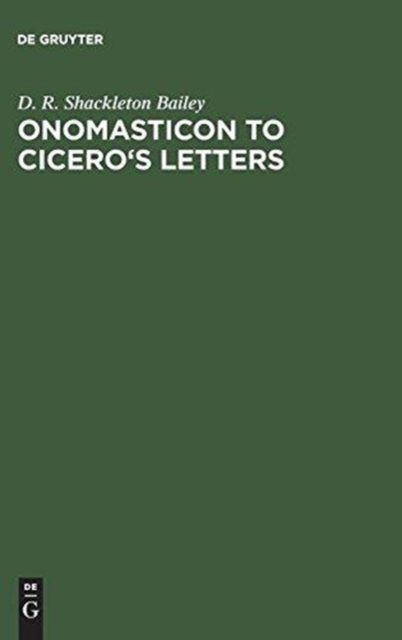 Onomasticon to Cicero's Letters, Hardback Book