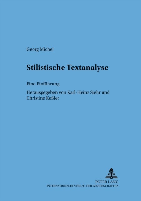 Stilistische Textanalyse : Eine Einfuehrung, Paperback / softback Book