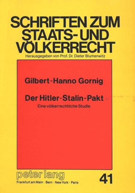 Der Hitler-Stalin-Pakt : Eine Voelkerrechtliche Studie, Paperback / softback Book