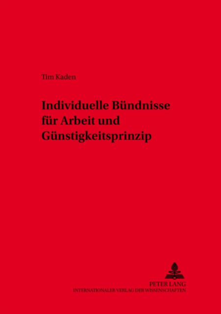Individuelle Buendnisse Fuer Arbeit Und Guenstigkeitsprinzip, Paperback / softback Book