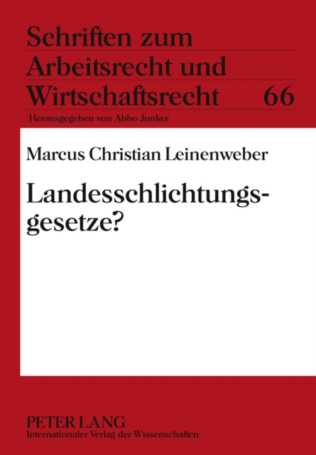 Landesschlichtungsgesetze?, Hardback Book