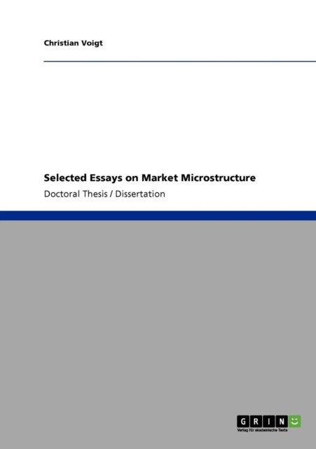 Selected Essays on Market Microstructure, Paperback Book