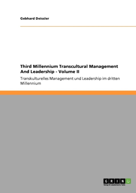 Third Millennium Transcultural Management and Leadership - Volume II, Paperback Book