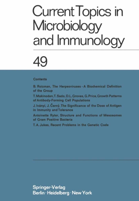 Current Topics in Microbiology and Immunology / Ergebnisse der Mikrobiologie und Immunitatsforschung, PDF eBook