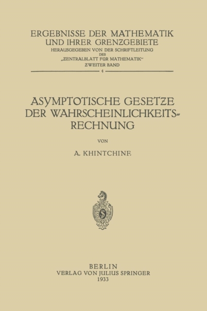 Asymptotische Gesetze der Wahrscheinlichkeitsrechnung, Paperback / softback Book