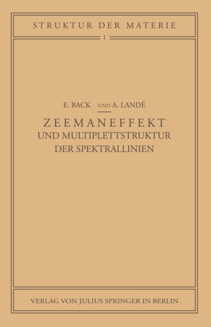 Zeemaneffekt Und Multiplettstruktur Der Spektrallinien, Paperback / softback Book