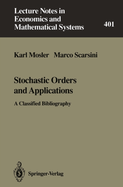Stochastic Orders and Applications : A Classified Bibliography, PDF eBook