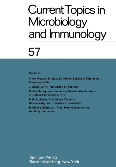Current Topics in Microbiology and Immunology : Ergebnisse der Mikrobiologie und Immunitatsforschung Volume 57, Paperback / softback Book