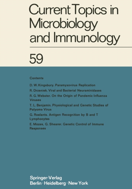 Current Topics in Microbiology and Immunology : Ergebnisse der Mikrobiologie und Immunitatsforschung Volume 59, Paperback / softback Book