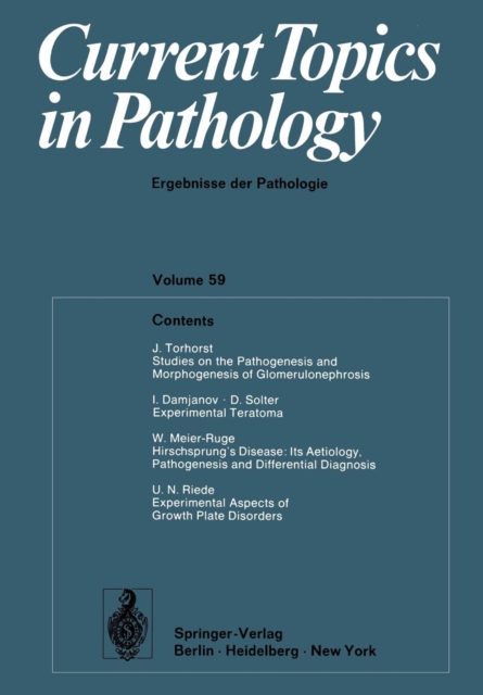 Current Topics in Pathology : Ergebnisse der Pathologie, Paperback / softback Book