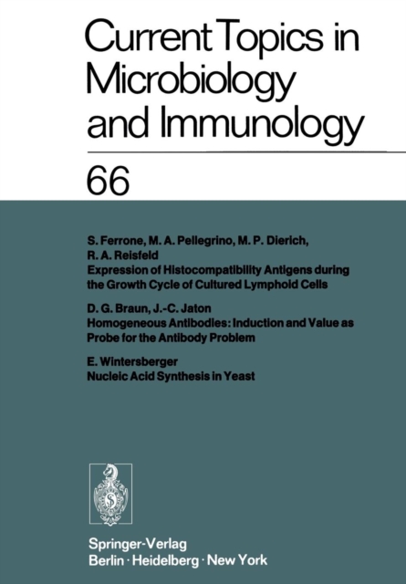 Current Topics in Microbiology and Immunology : Ergebnisse der Mikrobiologie und Immunitatsforschung Volume 66, Paperback / softback Book