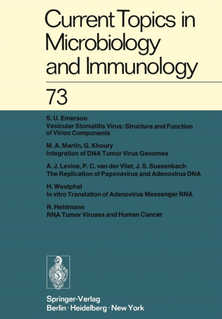 Current Topics in Microbiology and Immunology / Ergebnisse der Mikrobiologie und Immunitatsforschung : Volume 73, Paperback / softback Book