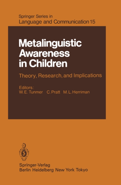 Metalinguistic Awareness in Children : Theory, Research, and Implications, PDF eBook