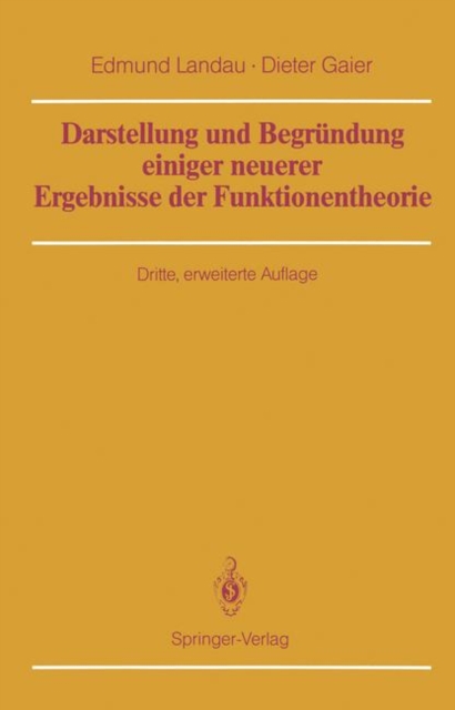Darstellung und Begrundung Einiger Neuerer Ergebnisse der Funktionentheorie, Paperback / softback Book