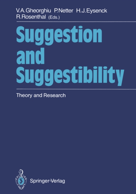Suggestion and Suggestibility : Theory and Research, PDF eBook