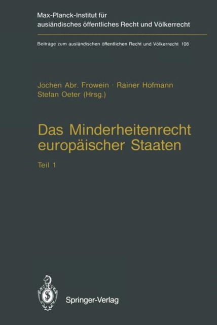 Das Minderheitenrecht Europaischer Staaten, Paperback / softback Book