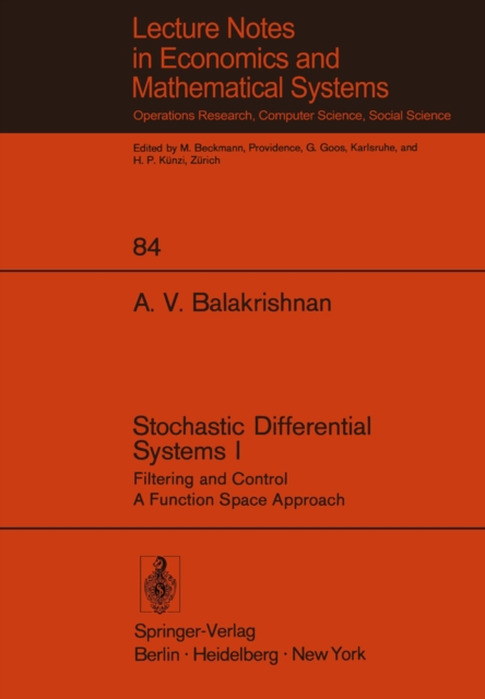 Stochastic Differential Systems I : Filtering and Control A Function Space Approach, PDF eBook