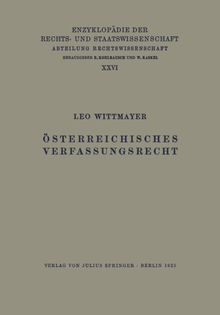 OEsterreichisches Verfassungsrecht, Paperback / softback Book