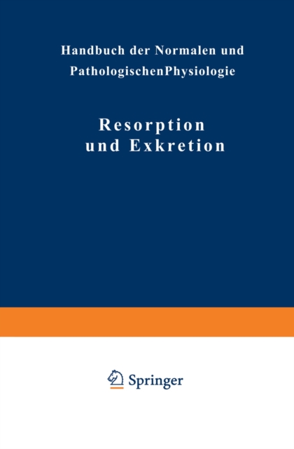 Resorption Und Exkretion, Paperback / softback Book