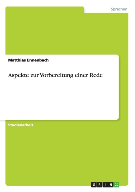 Aspekte Zur Vorbereitung Einer Rede, Paperback / softback Book