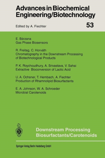 Downstream Processing Biosurfactants Carotenoids, Paperback / softback Book