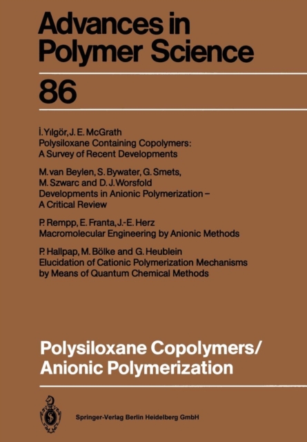 Polysiloxane Copolymers / Anionic Polymerization, Paperback / softback Book