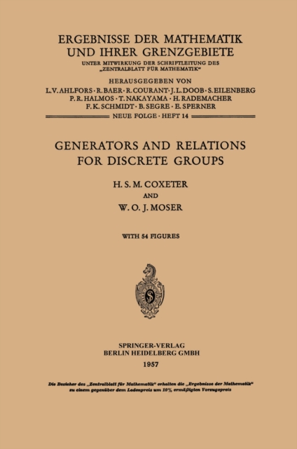Generators and Relations for Discrete Groups, PDF eBook