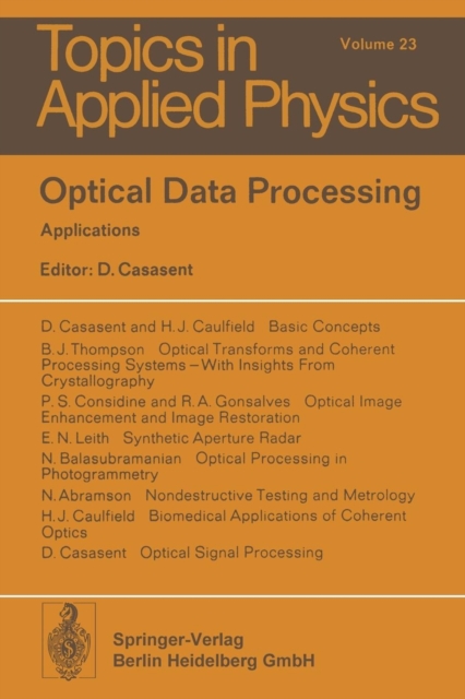 Optical Data Processing : Applications, Paperback / softback Book