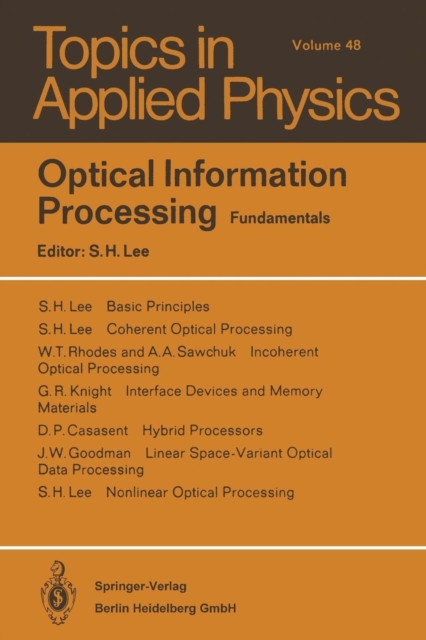 Optical Information Processing : Fundamentals, Paperback / softback Book