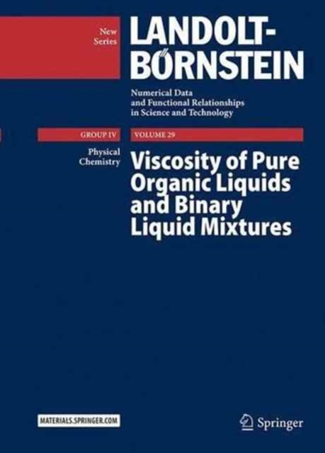 Viscosity of Pure Organic Liquids and Binary Liquid Mixtures, Hardback Book