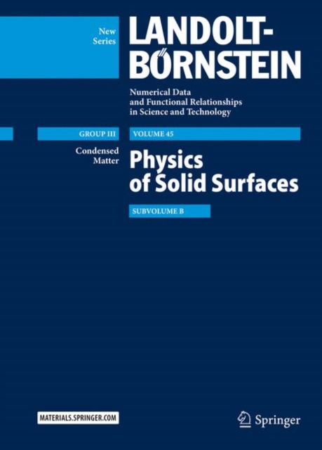Physics of Solid Surfaces : Subvolume B, Hardback Book