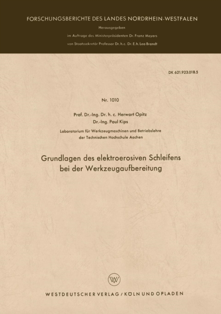Grundlagen Des Elektroerosiven Schleifens Bei Der Werkzeugaufbereitung, Paperback / softback Book