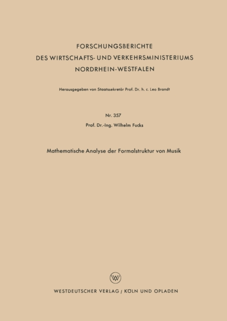 Mathematische Analyse Der Formalstruktur Von Musik, Paperback / softback Book