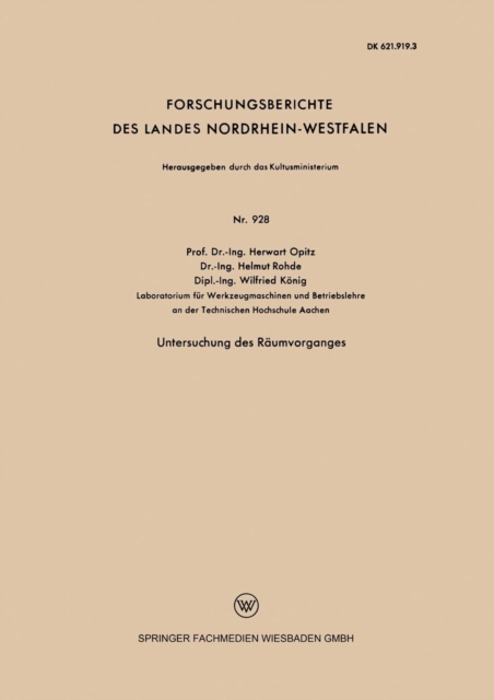 Untersuchung Des Raumvorganges, Paperback / softback Book