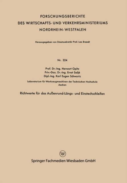 Richtwerte Fur Das Aussenrund-Langs- Und Einstechschleifen, Paperback / softback Book