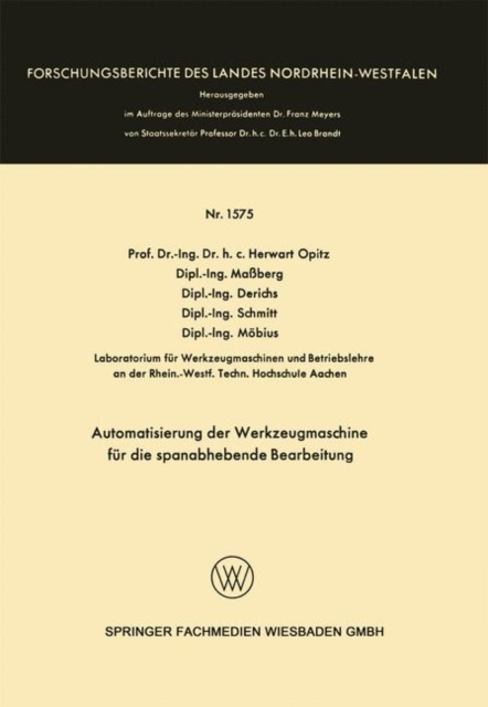 Automatisierung Der Werkzeugmaschine Fur Die Spanabhebende Bearbeitung, Paperback / softback Book