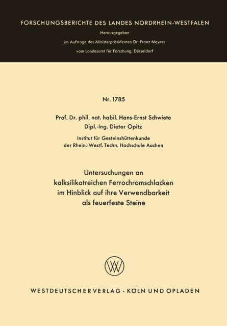 Untersuchungen an Kalksilikatreichen Ferrochromschlacken, Paperback / softback Book
