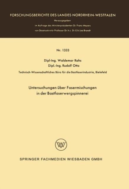 Untersuchungen UEber Fasermischungen in Der Bastfaserwergspinnerei, Paperback / softback Book