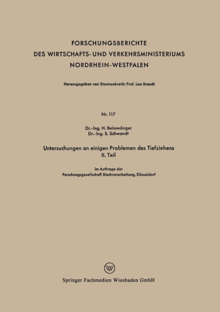Untersuchungen an Einigen Problemen Des Tiefziehens II. Teil, Paperback / softback Book