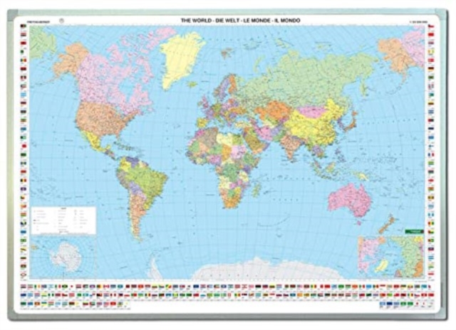 Wall map magnetic marker board: world political international large format, 1:25 mill., Sheet map, folded Book