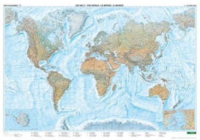 World Map Large Size, Flat in a Tube 1:25 000 000, Sheet map, folded Book