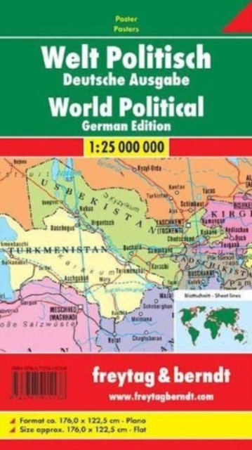 World political (German edition), Large-format Map : Wall map marker board, Sheet map, flat Book