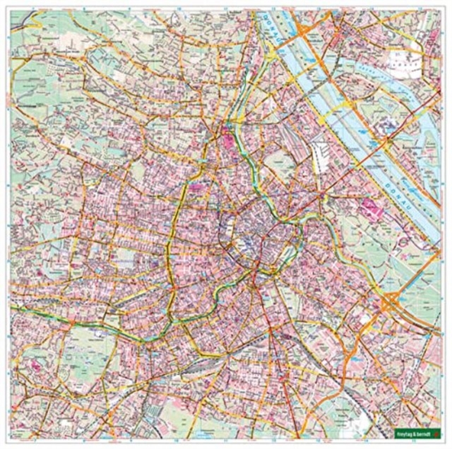 Wall map: Vienna 1:20,000, districts pink, Sheet map, folded Book