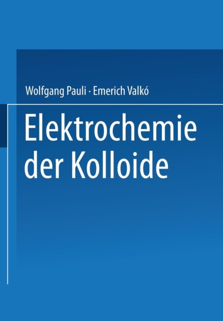 Elektrochemie Der Kolloide, Paperback / softback Book