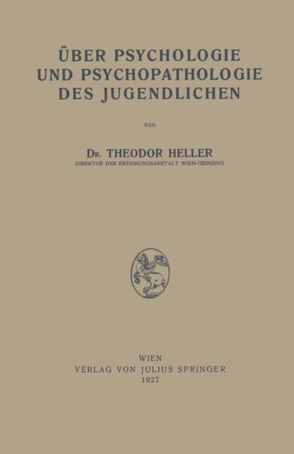 UEber Psychologie Und Psychopathologie Des Jugendlichen, Paperback / softback Book