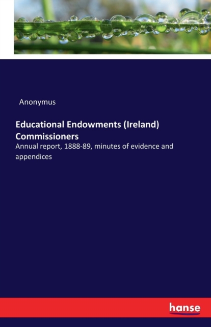 Educational Endowments (Ireland) Commissioners : Annual report, 1888-89, minutes of evidence and appendices, Paperback / softback Book