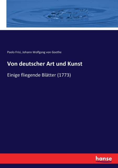 Von deutscher Art und Kunst : Einige fliegende Blatter (1773), Paperback / softback Book
